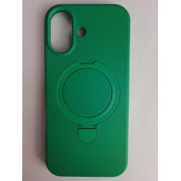 Чехол силиконовый iPhone 17 MagSafe цветной с кольцом зеленый