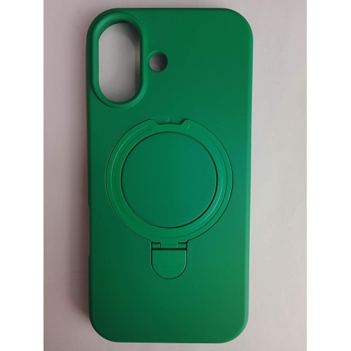 Чехол силиконовый iPhone 17 MagSafe цветной с кольцом зеленый