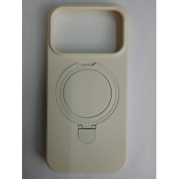 Чехол силиконовый iPhone 17 Pro MagSafe цветной с кольцом белый