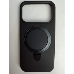 Чехол силиконовый iPhone 17 Pro MagSafe цветной с кольцом черный