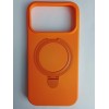 Чехол силиконовый iPhone 17 Pro MagSafe цветной с кольцом оранжевый