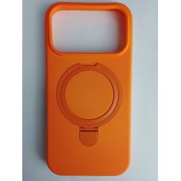 Чехол силиконовый iPhone 17 Pro MagSafe цветной с кольцом оранжевый