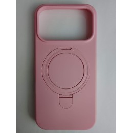 Чехол силиконовый iPhone 17 Pro MagSafe цветной с кольцом розовый