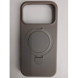 Чехол силиконовый iPhone 17 Pro MagSafe цветной с кольцом серый