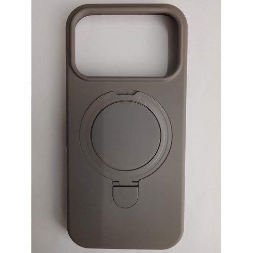 Чехол силиконовый iPhone 17 Pro MagSafe цветной с кольцом серый