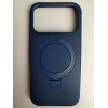 Чехол силиконовый iPhone 17 Pro MagSafe цветной с кольцом синий