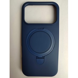 Чехол силиконовый iPhone 17 Pro MagSafe цветной с кольцом синий