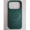 Чехол силиконовый iPhone 17 Pro MagSafe цветной с кольцом темно-зеленый