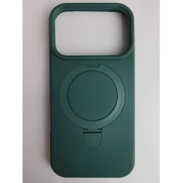 Чехол силиконовый iPhone 17 Pro MagSafe цветной с кольцом темно-зеленый