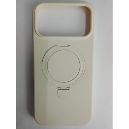 Чехол силиконовый iPhone 17 Pro Max MagSafe цветной с кольцом белый