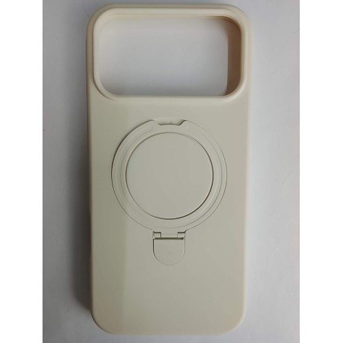 Чехол силиконовый iPhone 17 Pro Max MagSafe цветной с кольцом белый