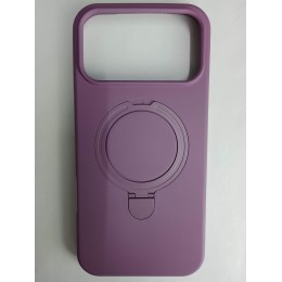 Чехол силиконовый iPhone 17 Pro Max MagSafe цветной с кольцом черничный