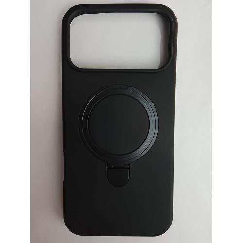 Чехол силиконовый iPhone 17 Pro Max MagSafe цветной с кольцом черный