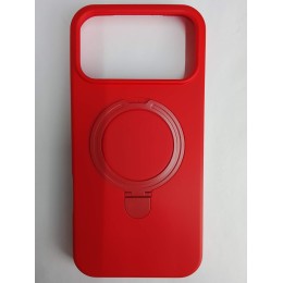 Чехол силиконовый iPhone 17 Pro Max MagSafe цветной с кольцом красный