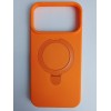 Чехол силиконовый iPhone 17 Pro Max MagSafe цветной с кольцом оранжевый