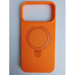 Чехол силиконовый iPhone 17 Pro Max MagSafe цветной с кольцом оранжевый