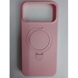 Чехол силиконовый iPhone 17 Pro Max MagSafe цветной с кольцом розовый