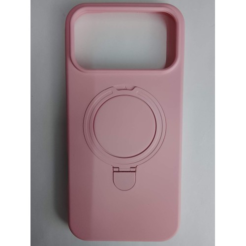 Чехол силиконовый iPhone 17 Pro Max MagSafe цветной с кольцом розовый