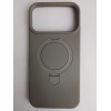 Чехол силиконовый iPhone 17 Pro Max MagSafe цветной с кольцом серый