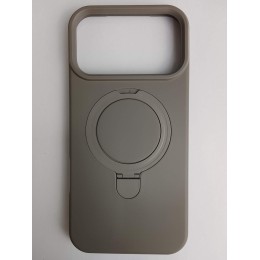 Чехол силиконовый iPhone 17 Pro Max MagSafe цветной с кольцом серый
