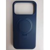 Чехол силиконовый iPhone 17 Pro Max MagSafe цветной с кольцом синий