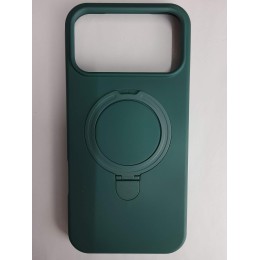 Чехол силиконовый iPhone 17 Pro Max MagSafe цветной с кольцом зеленый