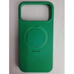 Чехол силиконовый iPhone 17 Pro Max MagSafe цветной с кольцом зеленый