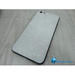 Чехол силиконовый iPhone 6 Plus со стеклянной вставкой иллюминация перламутровый