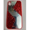 Чехол силиконовый iPhone XR с блестками и зеркалом красный