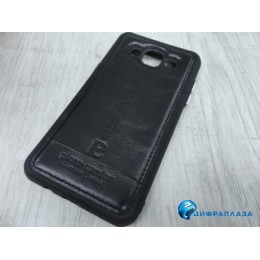 Чехол силиконовый Pierre Cardin copy с кожаной вставкой Samsung Galaxy J5 2015 (J500) черный