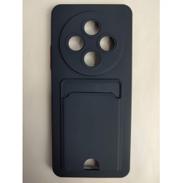 Чехол силиконовый Redmi 14C/POCO C75 матовый цветной с визитницей темно-синий