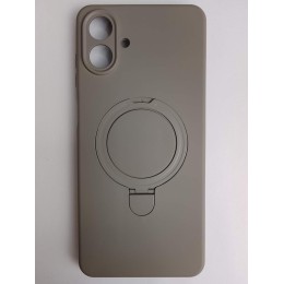 Чехол силиконовый Samsung A07 MagSafe цветной с кольцом серый