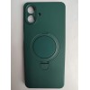 Чехол силиконовый Samsung A07 MagSafe цветной с кольцом зеленый