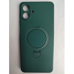 Чехол силиконовый Samsung A07 MagSafe цветной с кольцом зеленый