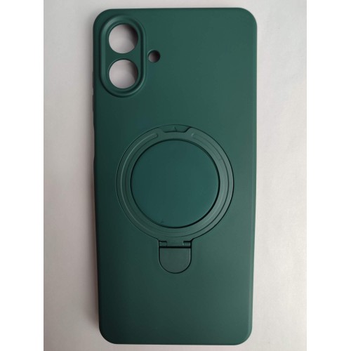 Чехол силиконовый Samsung A07 MagSafe цветной с кольцом зеленый