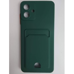 Чехол силиконовый Samsung A07 матовый цветной с визитницей зеленый