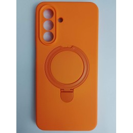 Чехол силиконовый Samsung A17/A26 MagSafe цветной с кольцом оранжевый