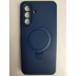 Чехол силиконовый Samsung A17/A26 MagSafe цветной с кольцом синий