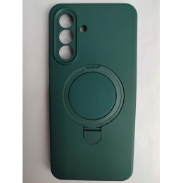 Чехол силиконовый Samsung A17/A26 MagSafe цветной с кольцом зеленый
