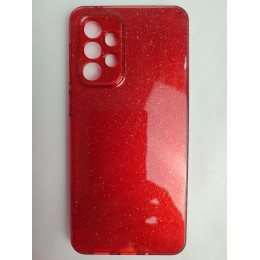 Чехол силиконовый Samsung A33 Fashion с блестками и защитой камеры красный