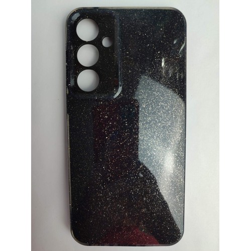 Чехол силиконовый Samsung A35 блестки с защитой камеры черный