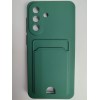 Чехол силиконовый Samsung A37 матовый цветной с визитницей зеленый