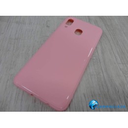 Чехол силиконовый Samsung A40 ультратонкий глянец розовый
