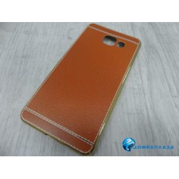 Чехол силиконовый Samsung А5 2016 (А510) под кожу со строчкой светло коричневый