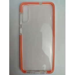 Чехол силиконовый Samsung A50 прозрачный с оранжевым контуром
