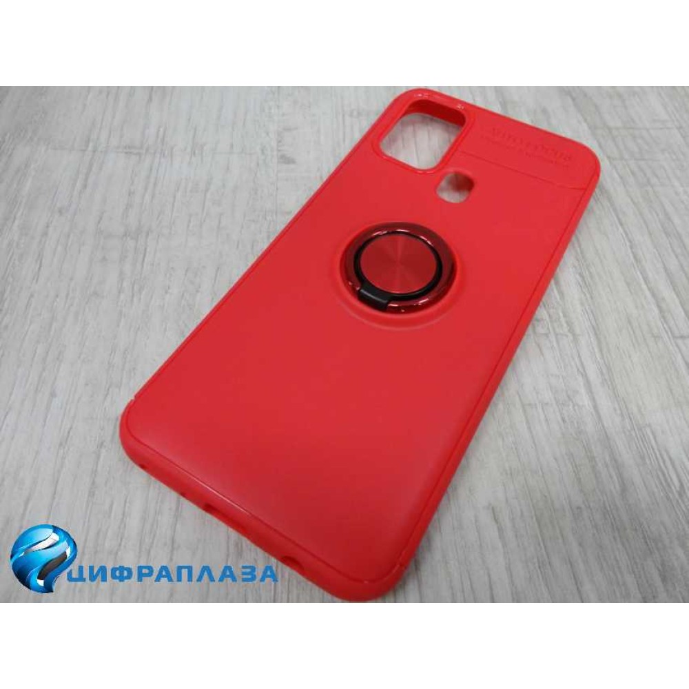 Чехол силиконовый Samsung M31 Autofocus с кольцом и магнитом красный