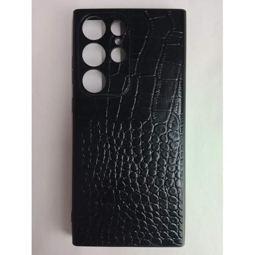 Чехол силиконовый Samsung S23 Ultra крокодиловая кожа черный