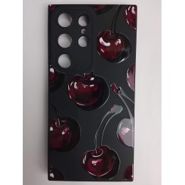 Чехол силиконовый Samsung S24 Ultra вишня на черном