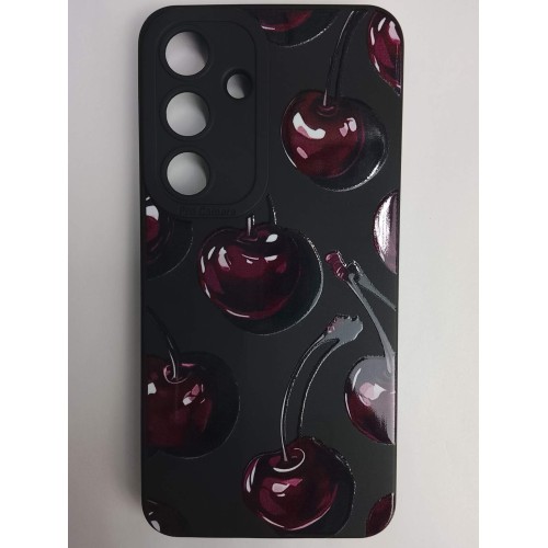 Чехол силиконовый Samsung S24 вишня на черном