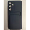 Чехол силиконовый Samsung S25 матовый цветной с визитницей синий